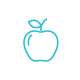 A blue icon of an apple.