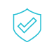 A blue icon of a shield emblazoned with a checkmark.