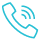 A blue icon of a handset with lines indicating sound.