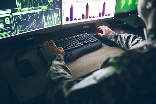 Photo of a service member performing DoD data management